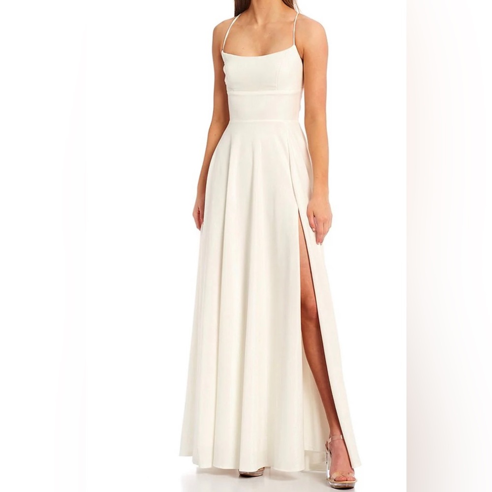 Beautiful, long, white iridescent prom dress size 12.